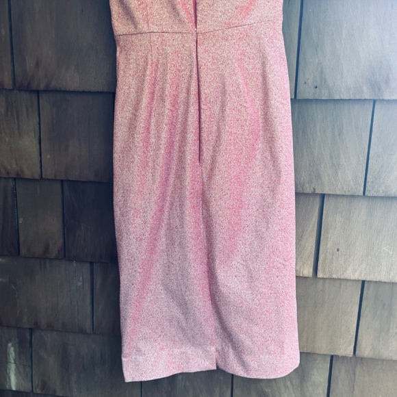 $720 Rickie Freeman by Teri Jon Women's Pink Metallic One-Shoulder Dress Size 4 - Picture 13 of 16